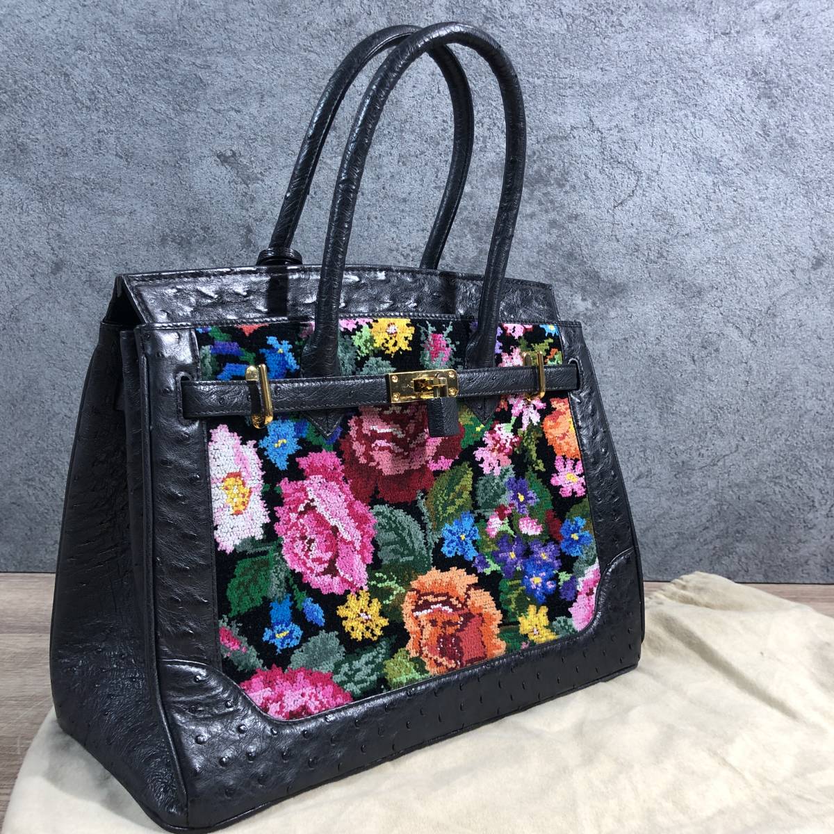 カラカラ オーストリッチ CARACARA CARA バッグ 花柄 オーストリッチ 