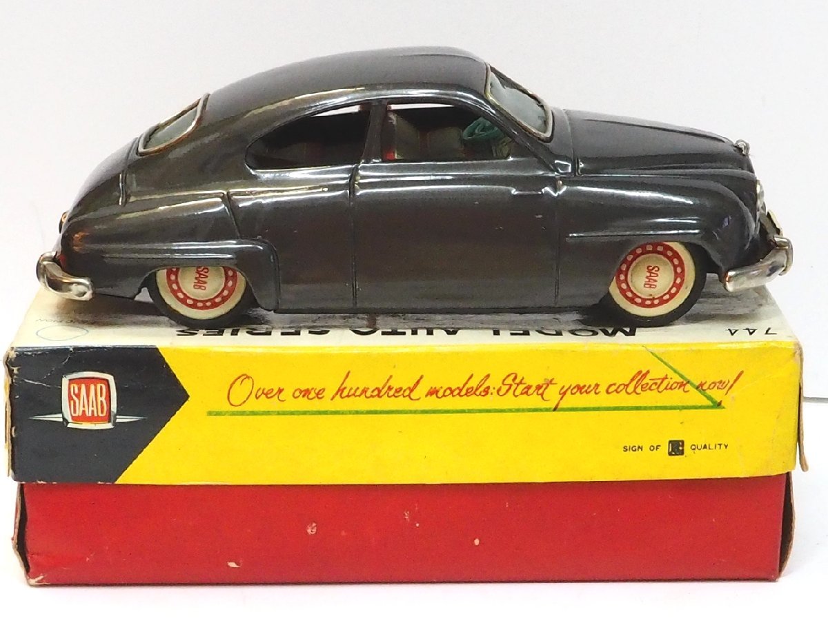 萬代屋【サーブ93B ダークグレー】ブリキ tin toy car【箱はコピー