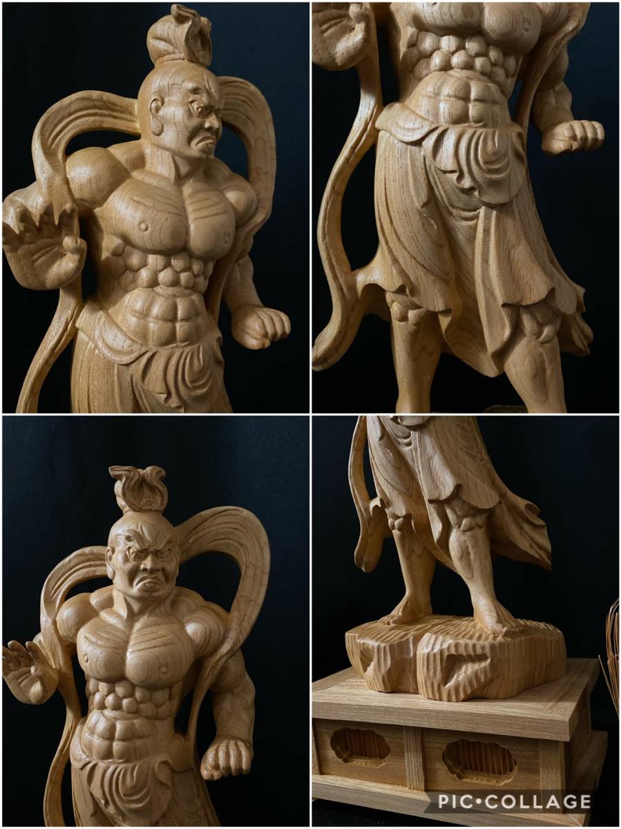 最高級品 大型38cm 井波彫刻 一刀彫 総ケヤキ材 仏教工芸品 木彫仏像 