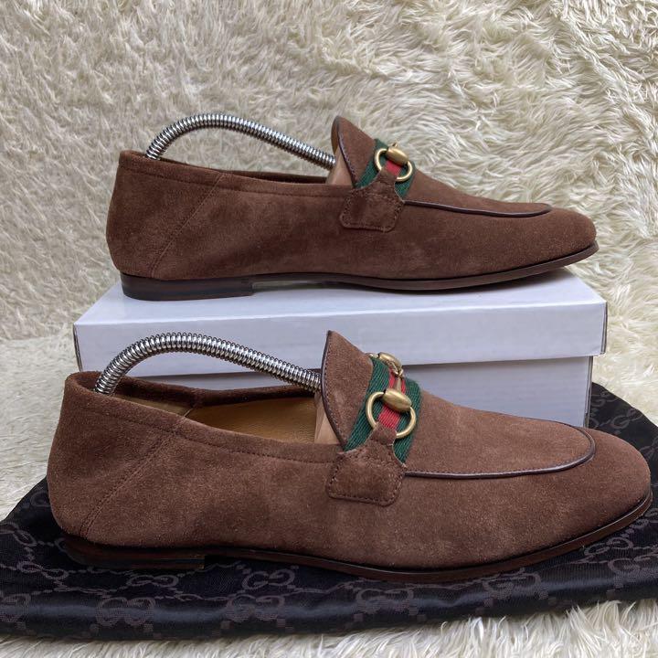美品GUCCI グッチ シェリーライン ホースビット ローファー スエード 