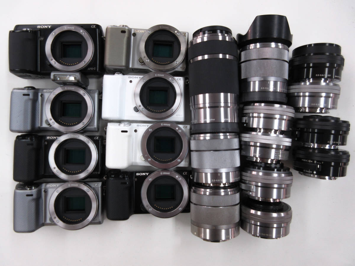 (2867)ジャンク SONY ILCE-5000 NEX-5 NEX-5T NEX-F3 SELP1650 SEL1855 SEL55210 等 ソニー まとめてセット 20点 動作未確認 同梱不可