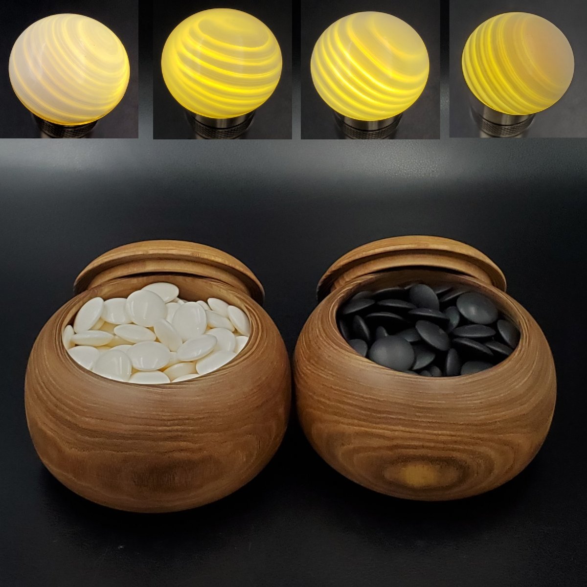 蛤碁石 那智黒石 30号碁石 白184個 黒182個 碁筍 / 囲碁