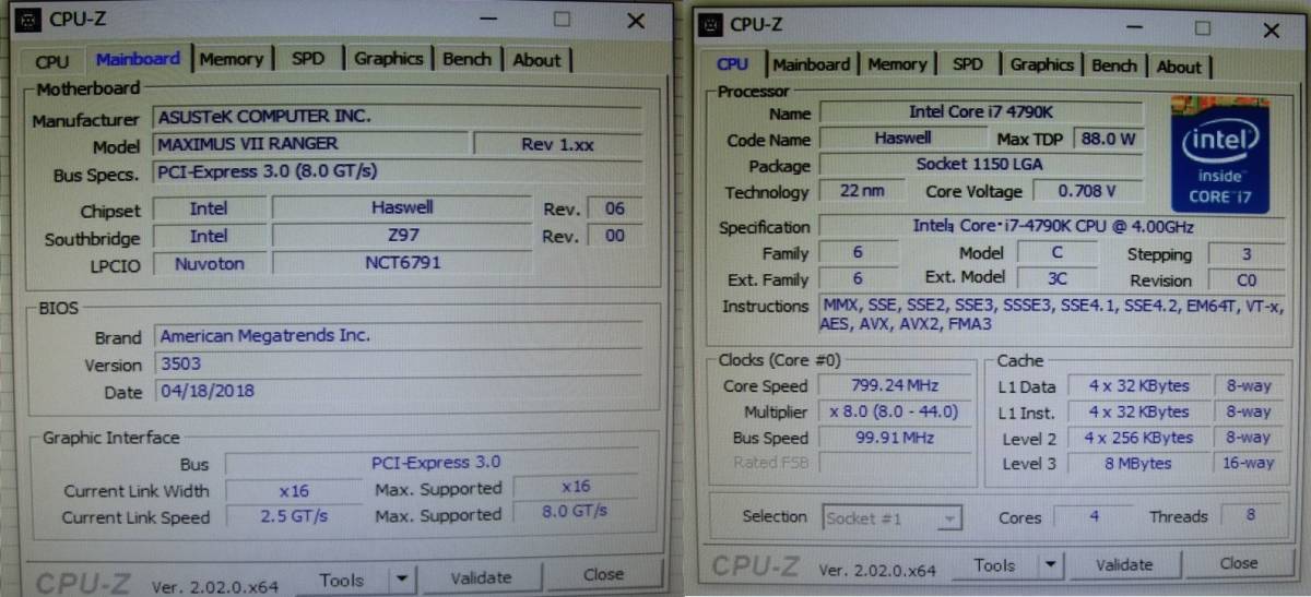 3点セット！ ASUS ROG MAXIMUS VII RANGER + Core i7-4790K + メモリ 