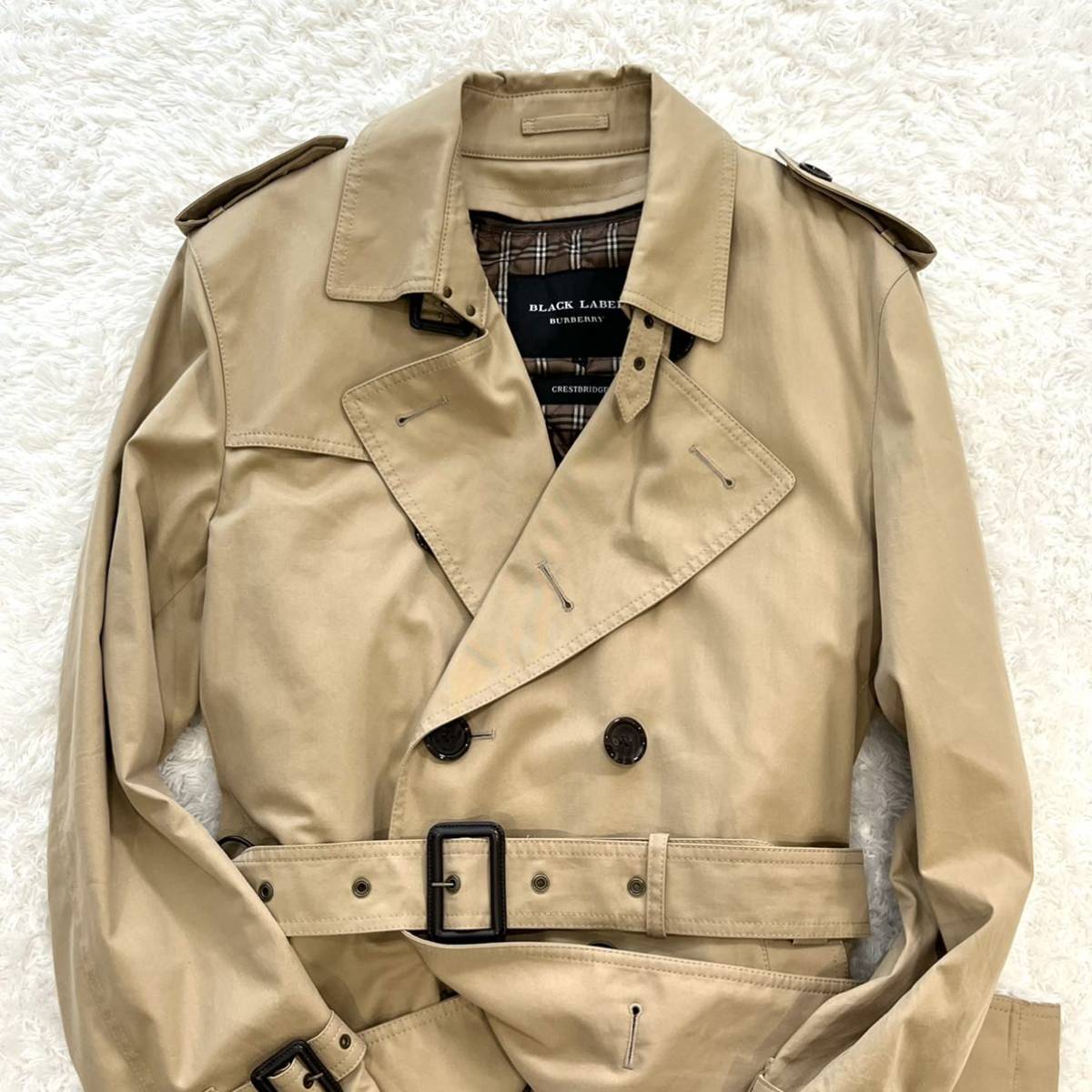 Lサイズ/極美品●バーバリーブラックレーベル トレンチコート ダブル BURBERRYBLACKLABEL ライナー付き ロング ノバチェック ベージュ 後期 トレンチコート バーバリーブラックレーベル 極美品✨ Pコート ショート丈 極希少