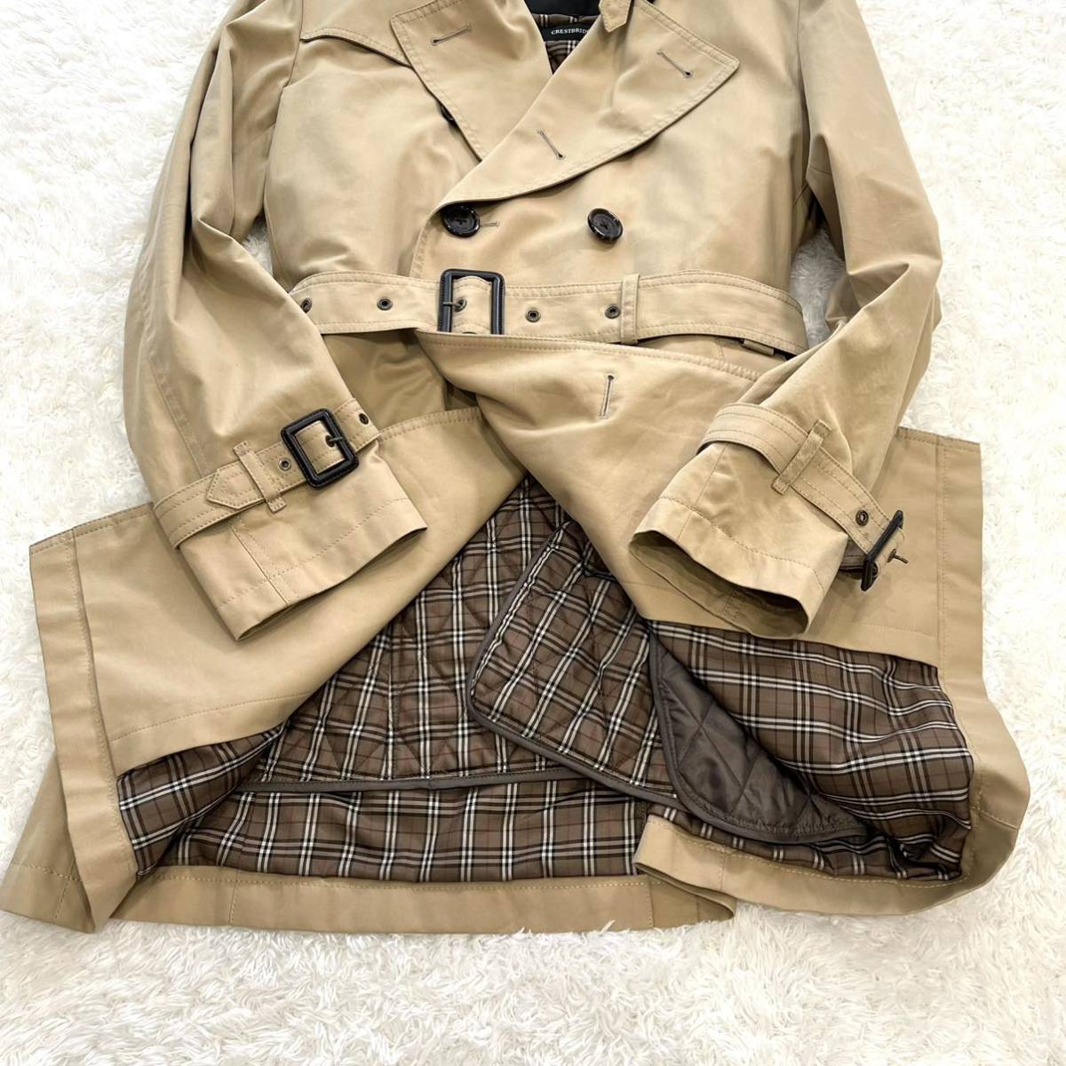 Lサイズ/極美品●バーバリーブラックレーベル トレンチコート ダブル BURBERRYBLACKLABEL ライナー付き ロング ノバチェック ベージュ 後期 トレンチコート バーバリーブラックレーベル 極美品✨ Pコート ショート丈 極希少