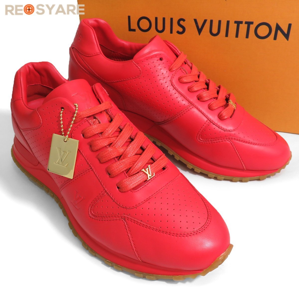 新古品 ルイヴィトン × シュプリーム コラボ 2017AW ランアウェイ ライン レザー レースアップ スニーカー シューズ 箱付 44563