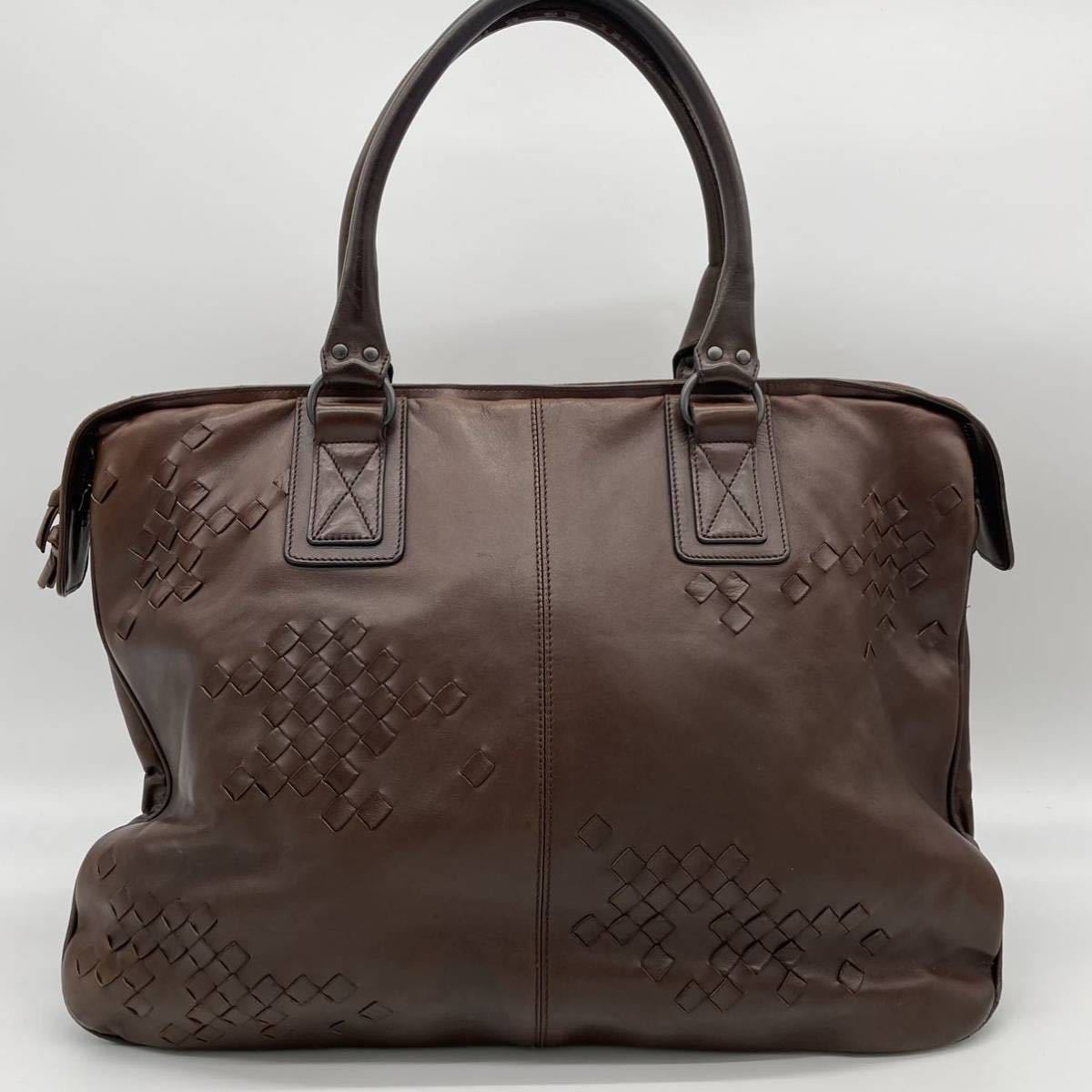 1円 ボッテガヴェネタ ビジネスバッグ ブリーフケース イントレチャート ラムレザー 茶色 ブラウン 書類かばん メンズ ボッテガヴェネタ BOTTEGA ビジネスバッグ VENETA（ボッテガ・ヴェネタ） カーフ VENETA(ボッテガ・ヴェネタ)