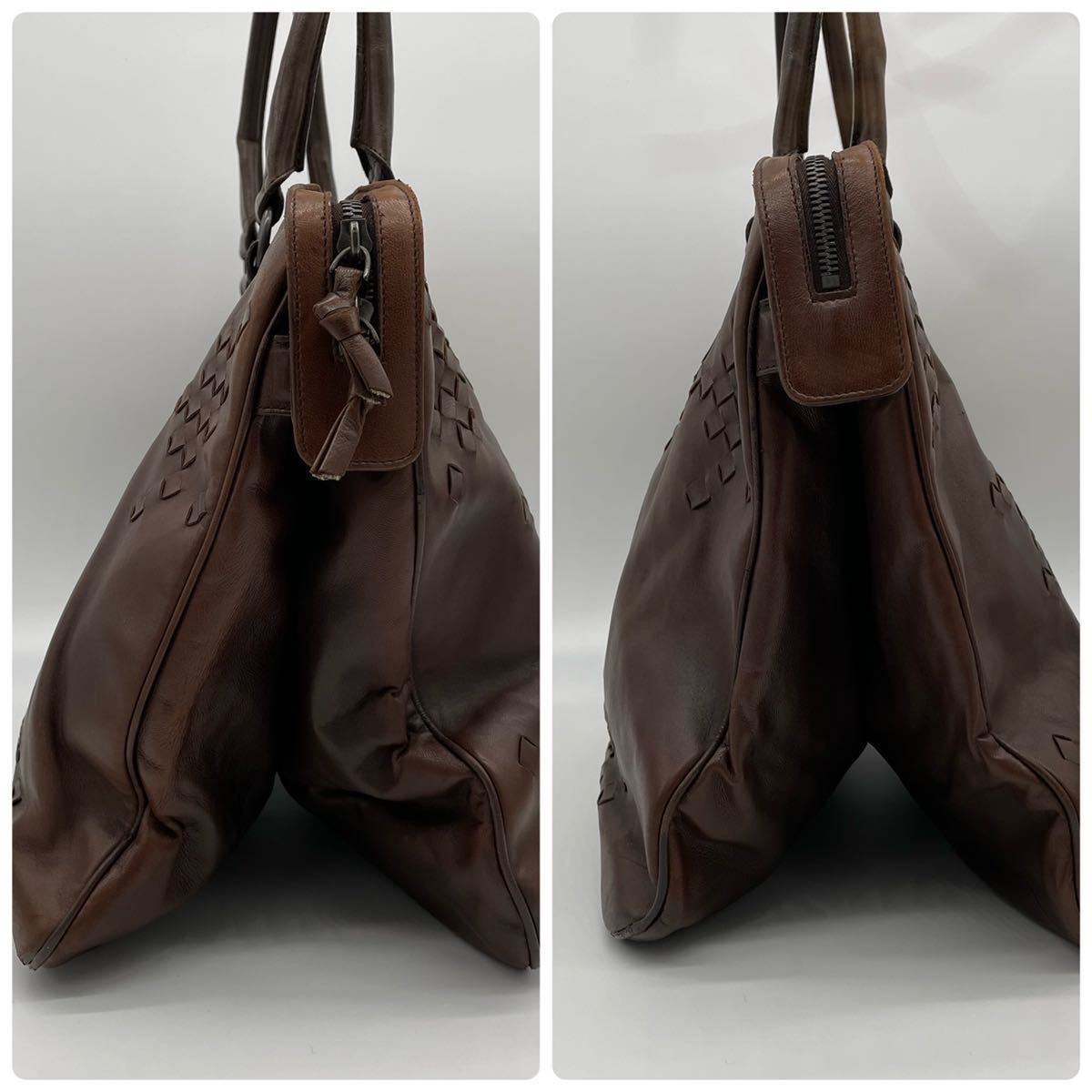 1円 ボッテガヴェネタ ビジネスバッグ ブリーフケース イントレチャート ラムレザー 茶色 ブラウン 書類かばん メンズ ボッテガヴェネタ BOTTEGA ビジネスバッグ VENETA（ボッテガ・ヴェネタ） カーフ VENETA(ボッテガ・ヴェネタ)