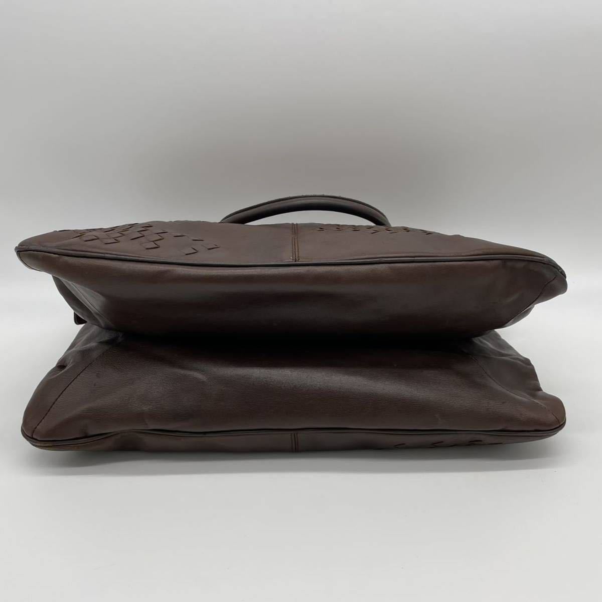 1円 ボッテガヴェネタ ビジネスバッグ ブリーフケース イントレチャート ラムレザー 茶色 ブラウン 書類かばん メンズ ボッテガヴェネタ BOTTEGA ビジネスバッグ VENETA（ボッテガ・ヴェネタ） カーフ VENETA(ボッテガ・ヴェネタ)