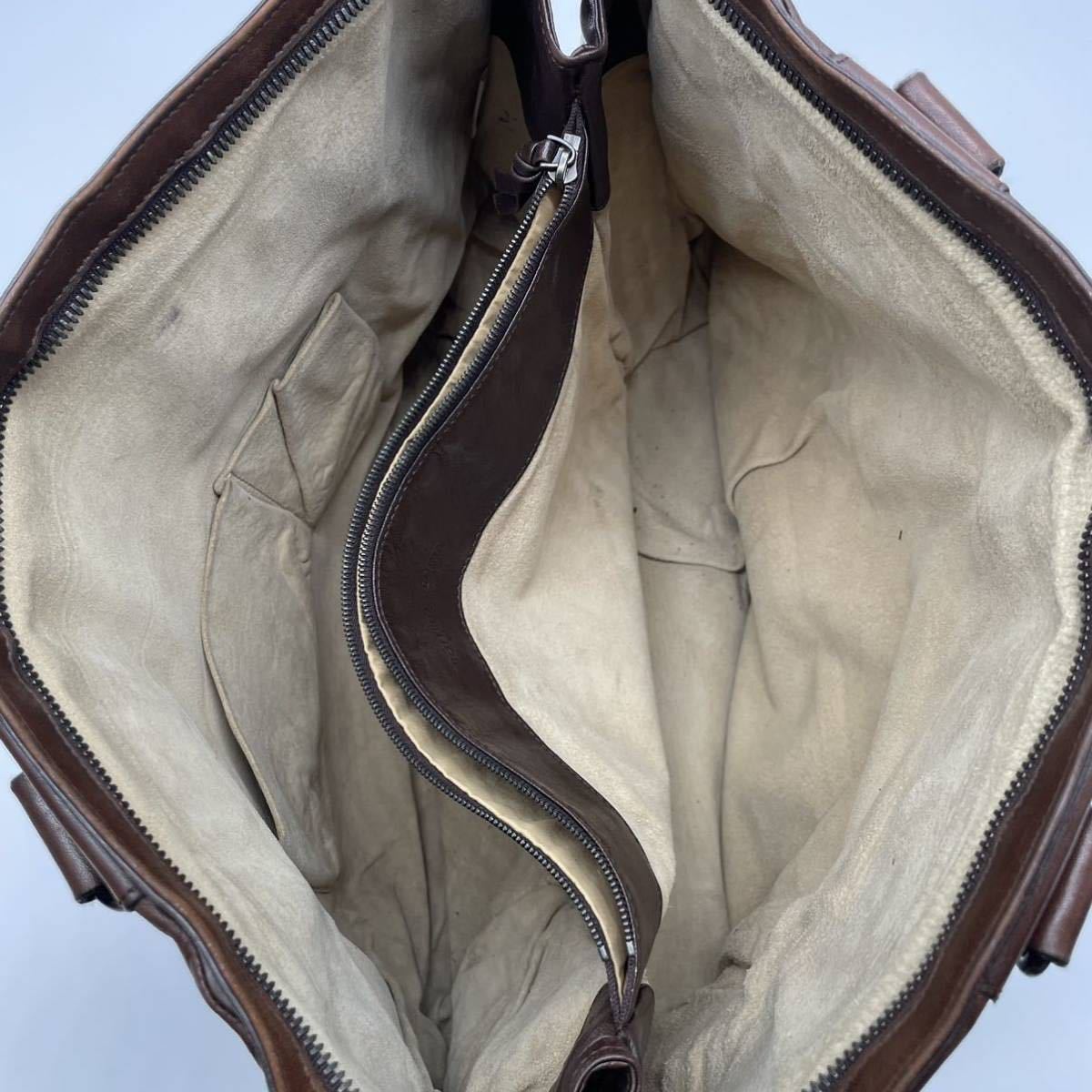 1円 ボッテガヴェネタ ビジネスバッグ ブリーフケース イントレチャート ラムレザー 茶色 ブラウン 書類かばん メンズ ボッテガヴェネタ BOTTEGA ビジネスバッグ VENETA（ボッテガ・ヴェネタ） カーフ VENETA(ボッテガ・ヴェネタ)