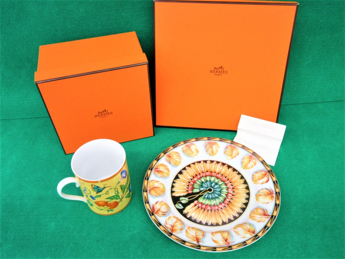 お得，定番人気 1円 おたからや H0901-13 エルメス HERMES マグカップ プレート 皿 ２点セット(エルメス)｜売買されたオークション情報、yahooの商品情報をアーカイブ公開 - オークファン エルメス