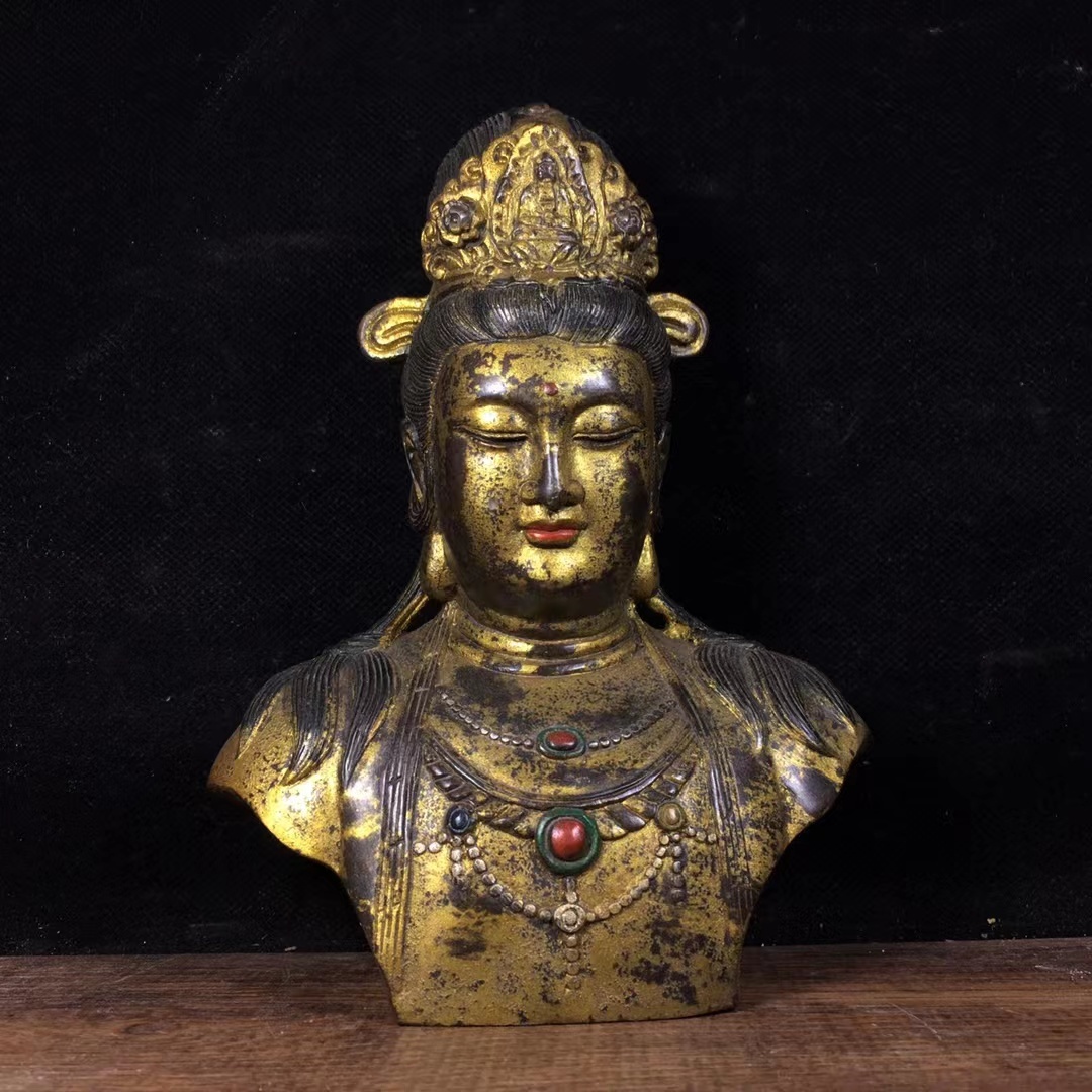 仏教美術 仏像 時代 観音像 古銅 観音菩薩 鍍金 中国 唐物 中国美術 銅