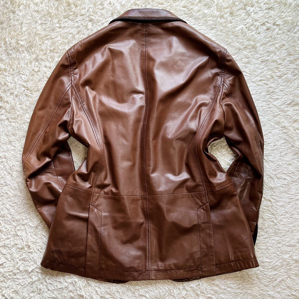 1円〜『極希少52サイズ』アルマーニ【最高級仔羊革】ARMANI COLLEZIONI 