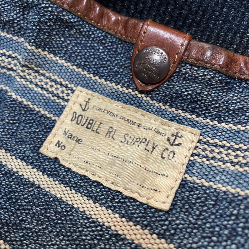 希少】RRL “インディゴ 刺し子 トート バッグ” indigo レザー Ralph 