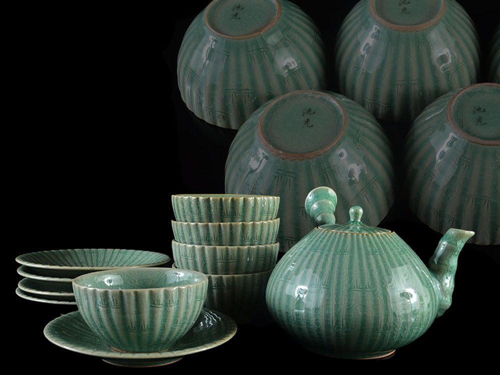 雲】某収集家買取品 韓国名工 池福善 池光窯 高麗青磁