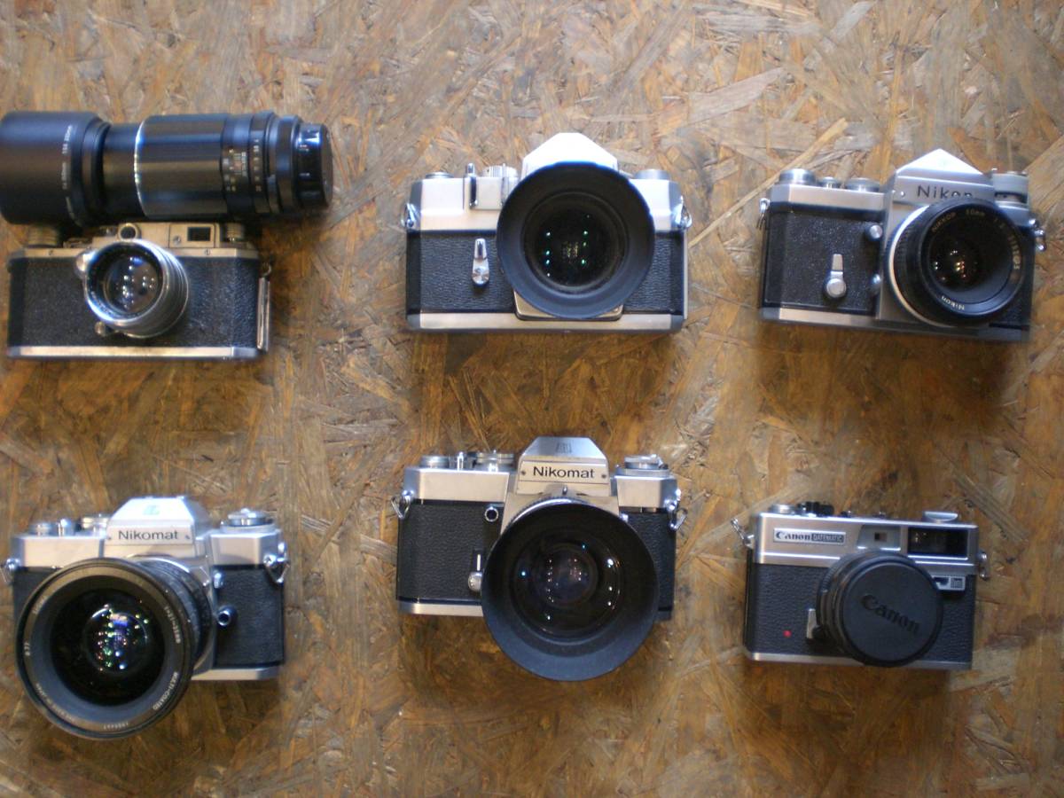 ジャンク　カメラなど　まとめ売り　Canon OLYMPUS Nikomatなど ジャンク 昔のカメラ6点まとめて レンズ付き 一眼レフ canon nikkorex