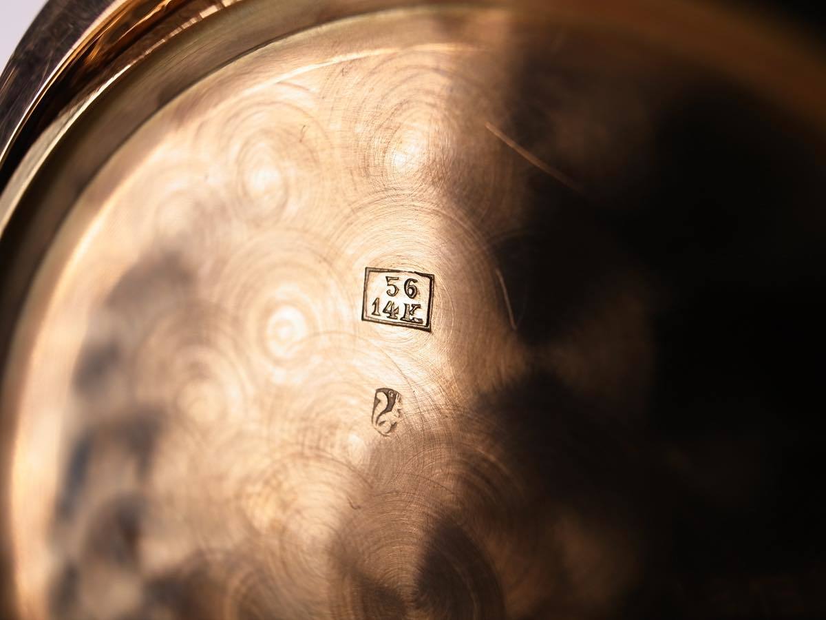 【動作テスト動画有】レア 美品 貴重 14金 ベル付き 懐中時計 J. Barth & Fils フルハンター 14k 126g 動作品 骨董 古美術 日本 純金_10