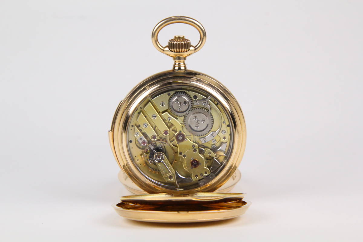 【動作テスト動画有】レア 美品 貴重 14金 ベル付き 懐中時計 J. Barth & Fils フルハンター 14k 126g 動作品 骨董 古美術 日本 純金_3