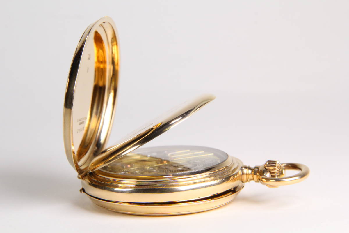 【動作テスト動画有】レア 美品 貴重 14金 ベル付き 懐中時計 J. Barth & Fils フルハンター 14k 126g 動作品 骨董 古美術 日本 純金_9