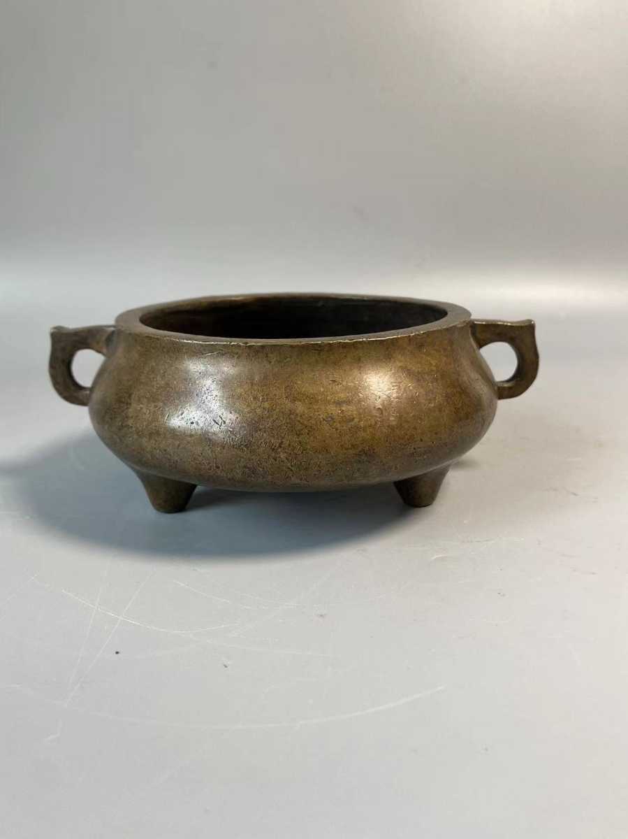 旧家蔵出 大明宣徳年製 古銅 香炉 銅製香炉 香道具 青銅器 宣徳銅 唐物 
