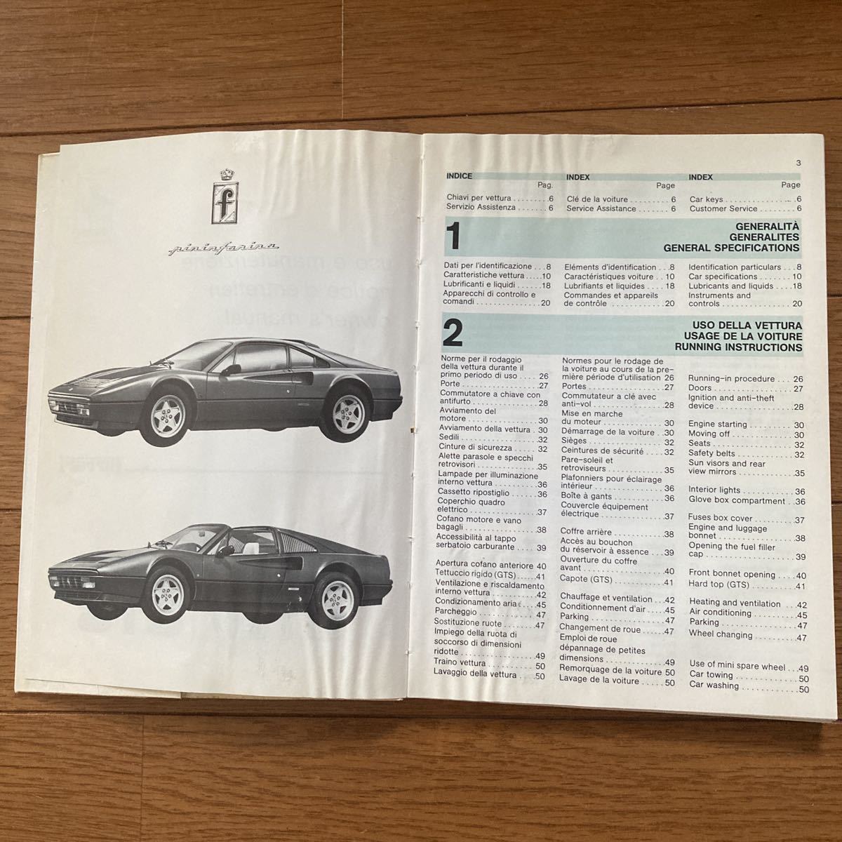 フェラーリ　ＦＥＲＲＡＲＩ　３２８　純正オーナーズマニュアル フェラーリ 328 FERRARI オーナーズ オーナーズマニュアル