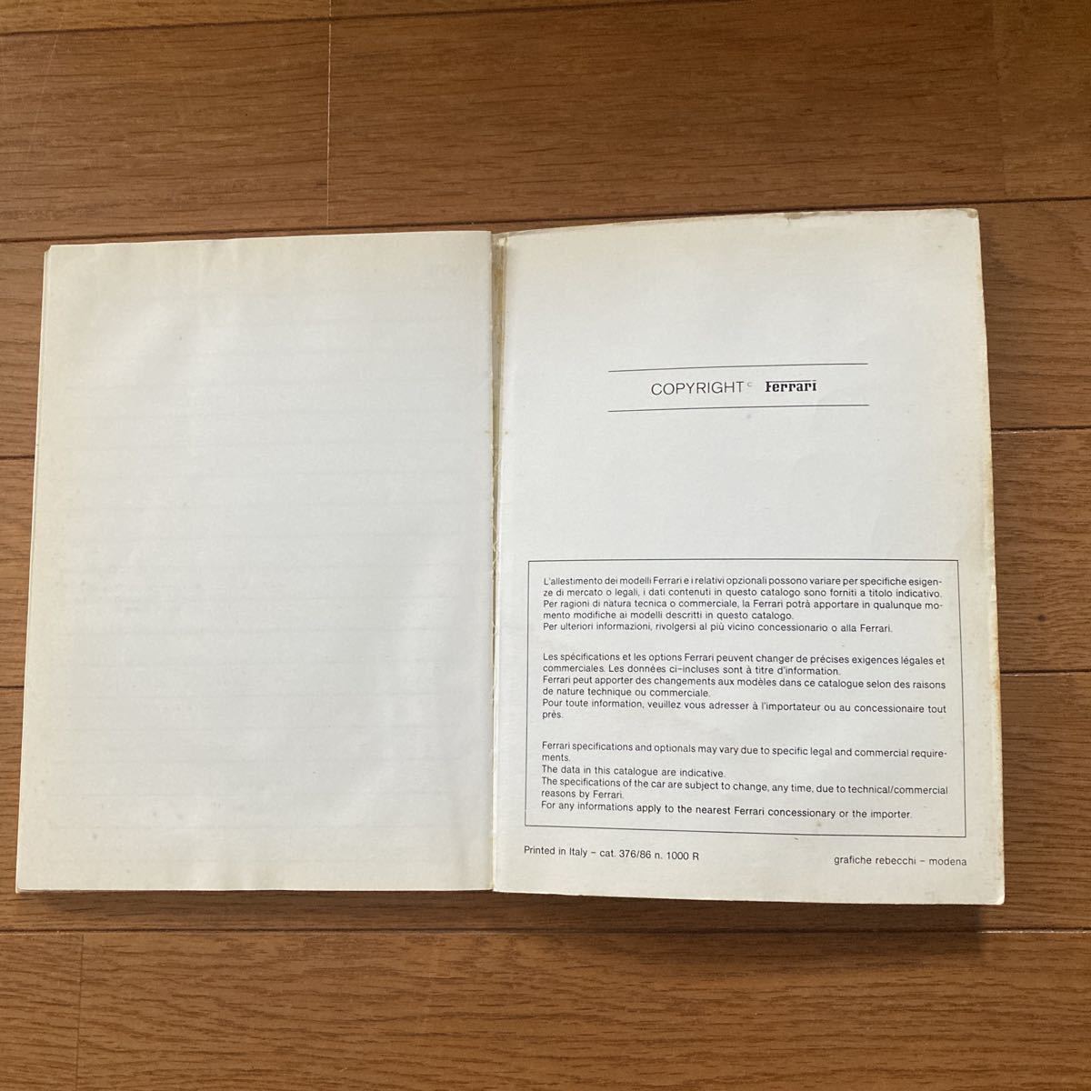 フェラーリ 328 FERRARI オーナーズ オーナーズマニュアル