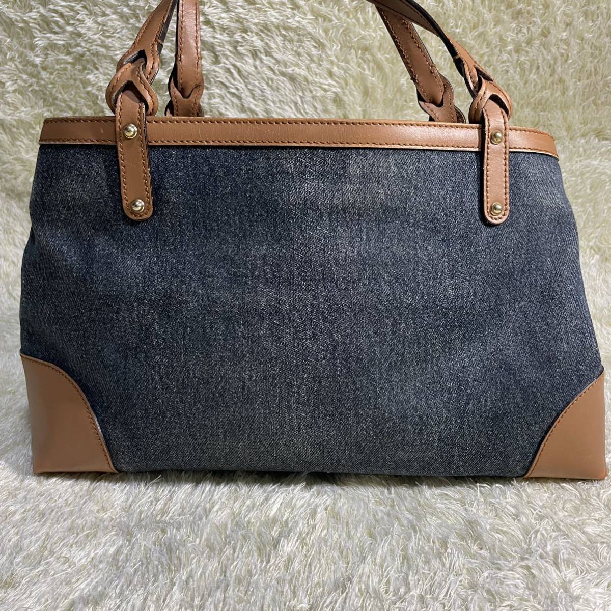 グッチクラフト ハンドバッグ トートバッグ デニム レザー インディゴ  