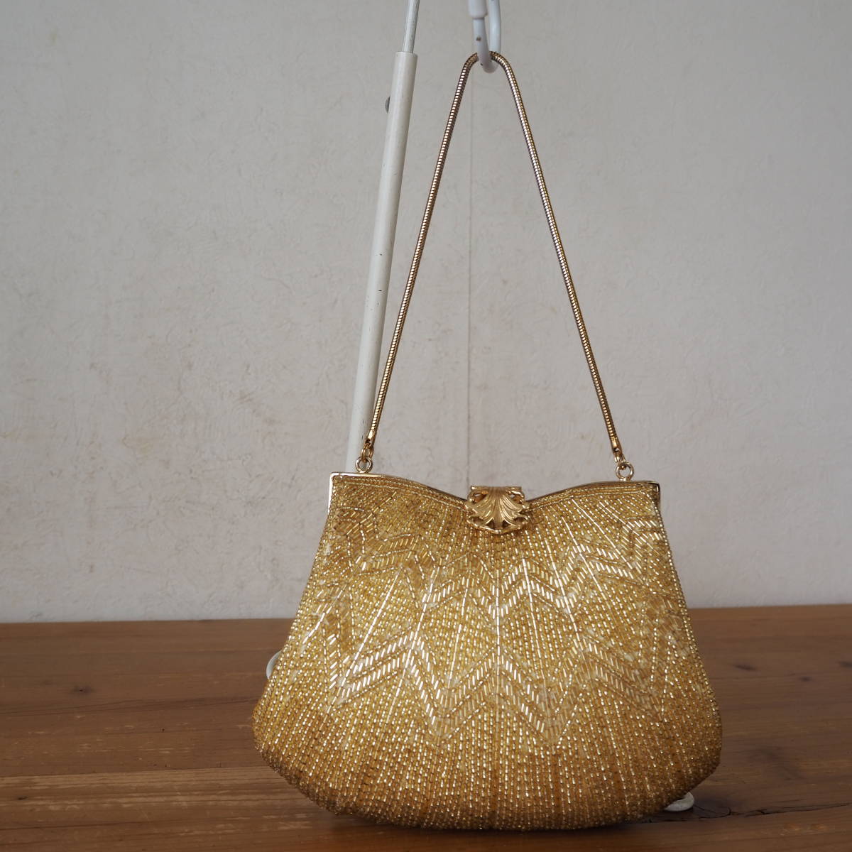 LuMy/ルミー*竹*ビーズ*パーティバッグ*バッグ*ゴールド* ビーズバッグ