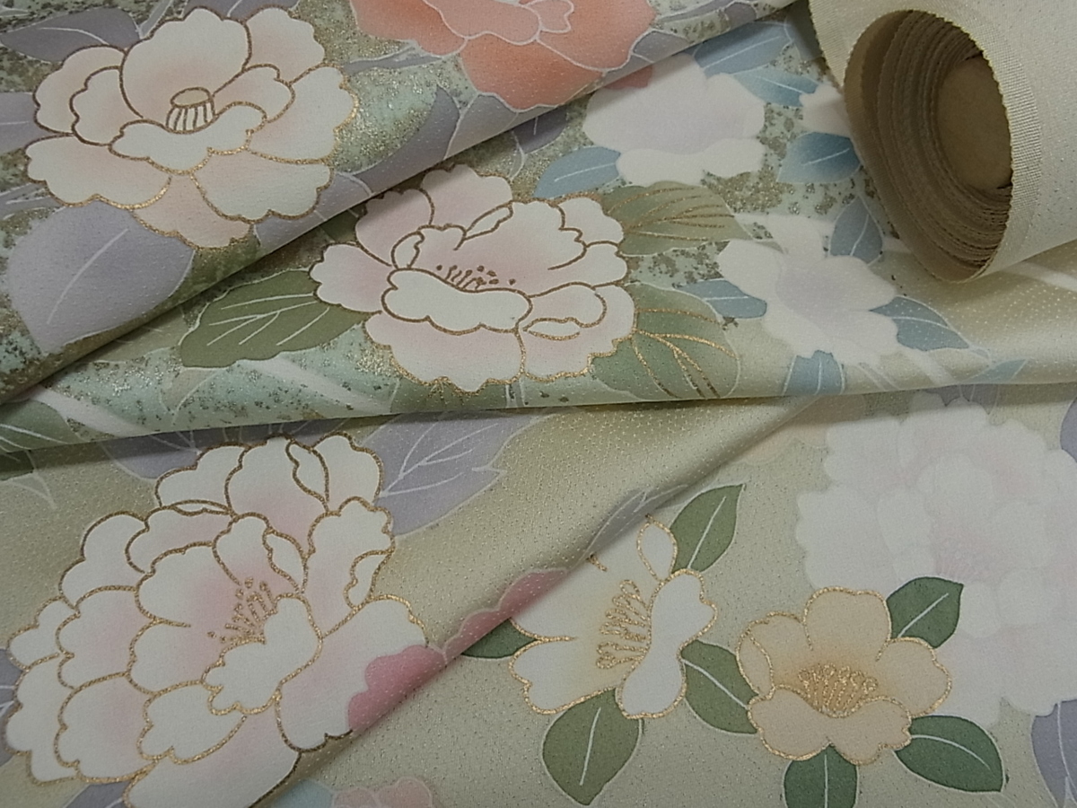 【定番，得価】 花美人着物 付下げ 反物 着尺 枝椿 牡丹花文 金彩 上代24万 逸品 cf1801(付下げ)｜売買されたオークション情報、yahooの商品情報をアーカイブ公開 - オークファン 付下げ