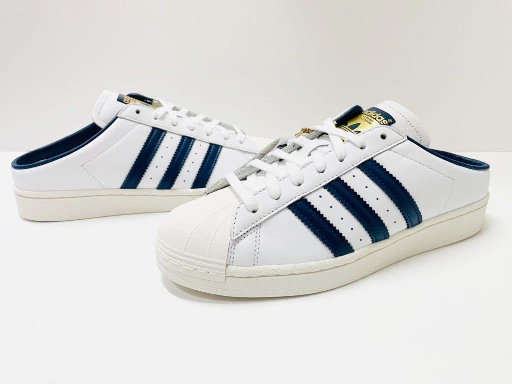 デッド!! 希少 新品 adidas SST MULE SUPERSTAR MULE スーパースター ミュール クロッグ サンダル ネイビー 白 × 紺 天然革 us 9 / 27 ㎝ SST Adifom ミュール 新品 希少 muleの通販