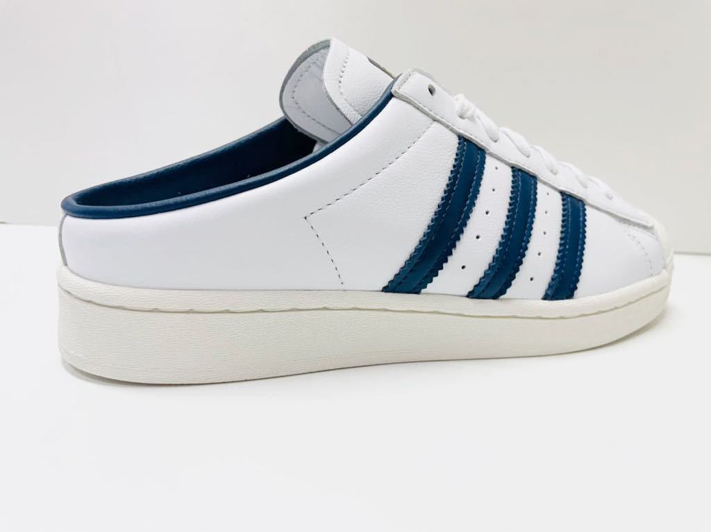 デッド!! 希少 新品 adidas SST MULE SUPERSTAR MULE スーパースター ミュール クロッグ サンダル ネイビー 白 × 紺 天然革 us 9 / 27 ㎝ SST Adifom ミュール 新品 希少 muleの通販