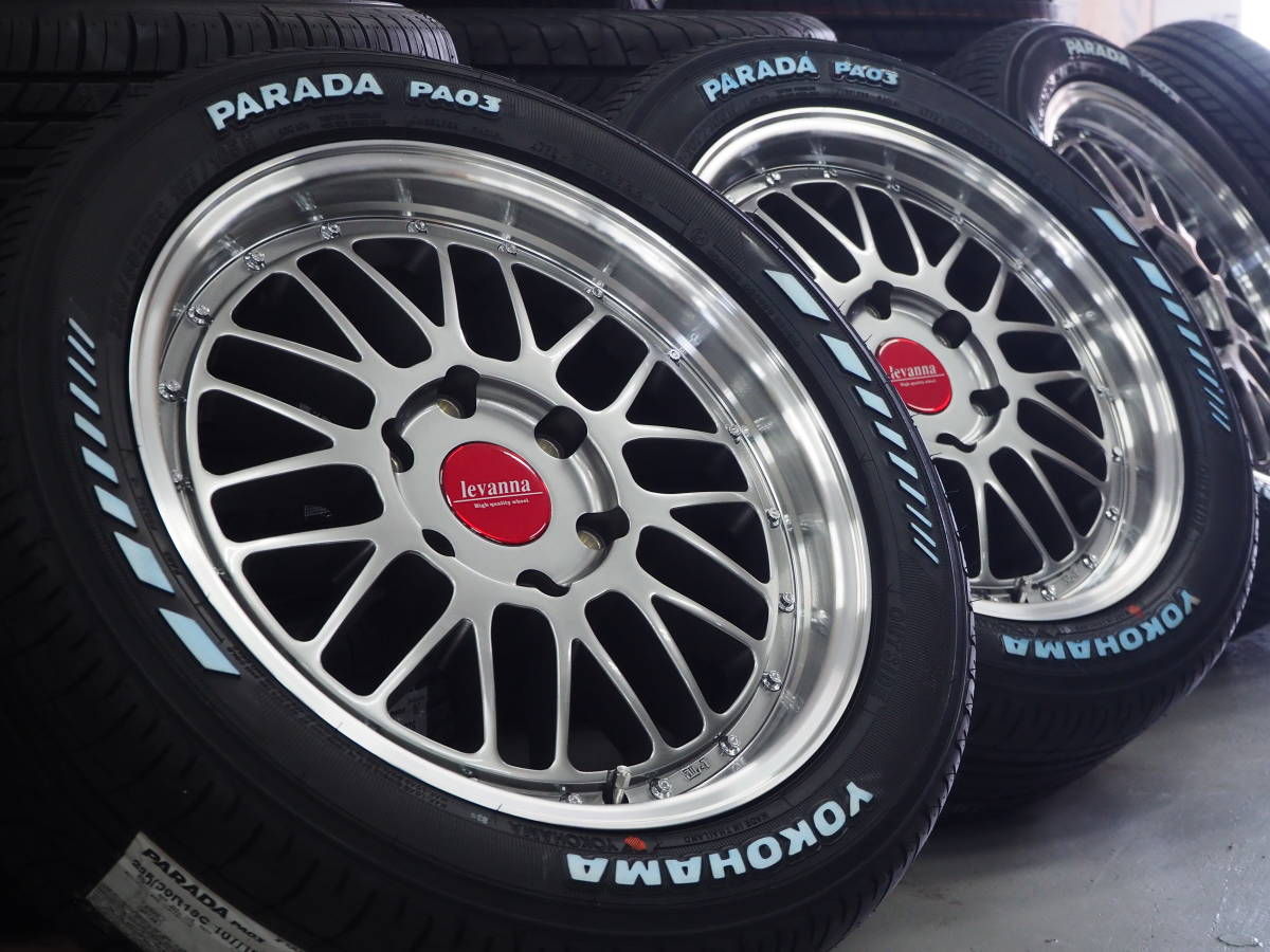 深リム メッシュ levanna V10LTH 18inch 6H139.7 7.0J+38 ハイパーブラック PARADA PA03 225/50R18 ハイエース レジアス NV350