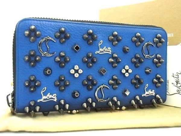 クリスチャン ルブタン スパイクウォレット 紺色 革 マルチカラー