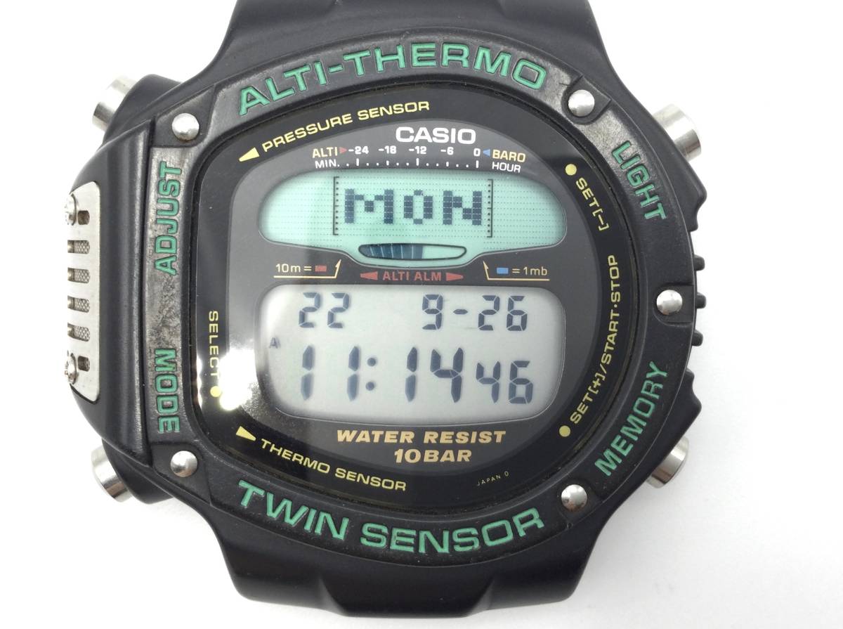 T44△【QZ/稼働】ジャンク CASIO カシオ デジタル ALT-6000 メンズ QUARTZ クオーツ 腕時計 フェイスのみ △
