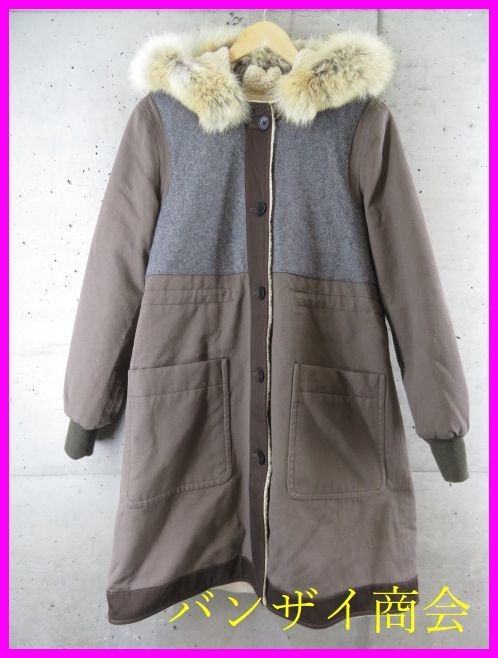 9180m204◆美品です◆本毛皮◆MARC BY MARC JACOBSマークバイ マーク ジェイコブス 中綿 コート L/ジャケット/シャツ/レディース/女性/婦人