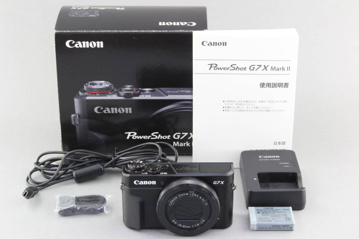 A (美品) Canon キャノン PowerShot G7X Mark II ブラック 元箱 注意 