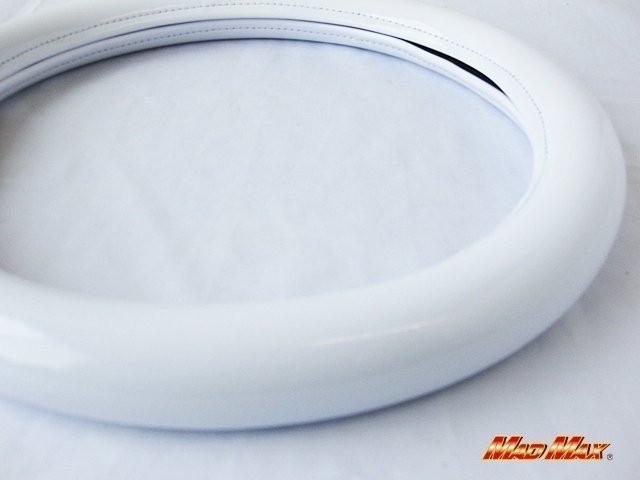 【送料800円】トラック用品 国産 ステッチなし エナメル ホワイト ハンドルカバー 2HSサイズ/ステアリングカバー