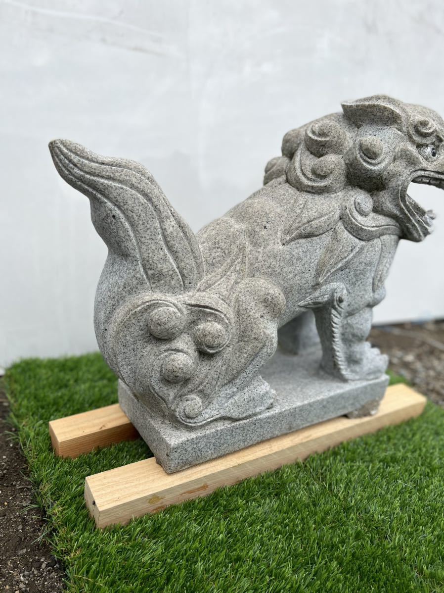 ☆1円スタート シーサー 守り神 獅子 【左】石像 石造 石材 みかげ石
