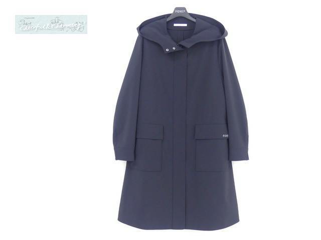 FOXEY NEWYORK ウォータープルーフストレッチコート 38 ミッドナイト  