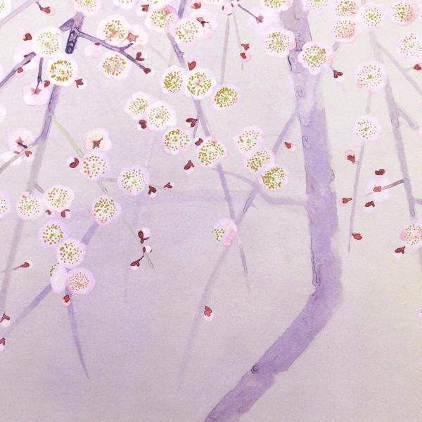 WISH】奥村土牛「薄紅梅」工芸画 8号 奥村正監修 証明シール 〇文化