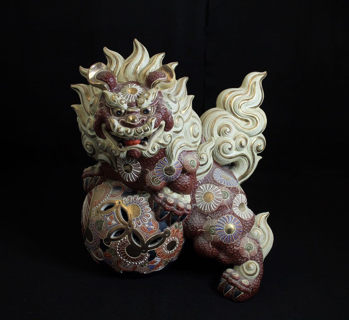 【超激得】 玉乗り 獅子 縁起物 置物 九谷焼 獅子 シーサー 陶器 工芸品 大吉作(九谷)｜売買されたオークション情報、yahooの商品情報をアーカイブ公開 - オークファン 九谷
