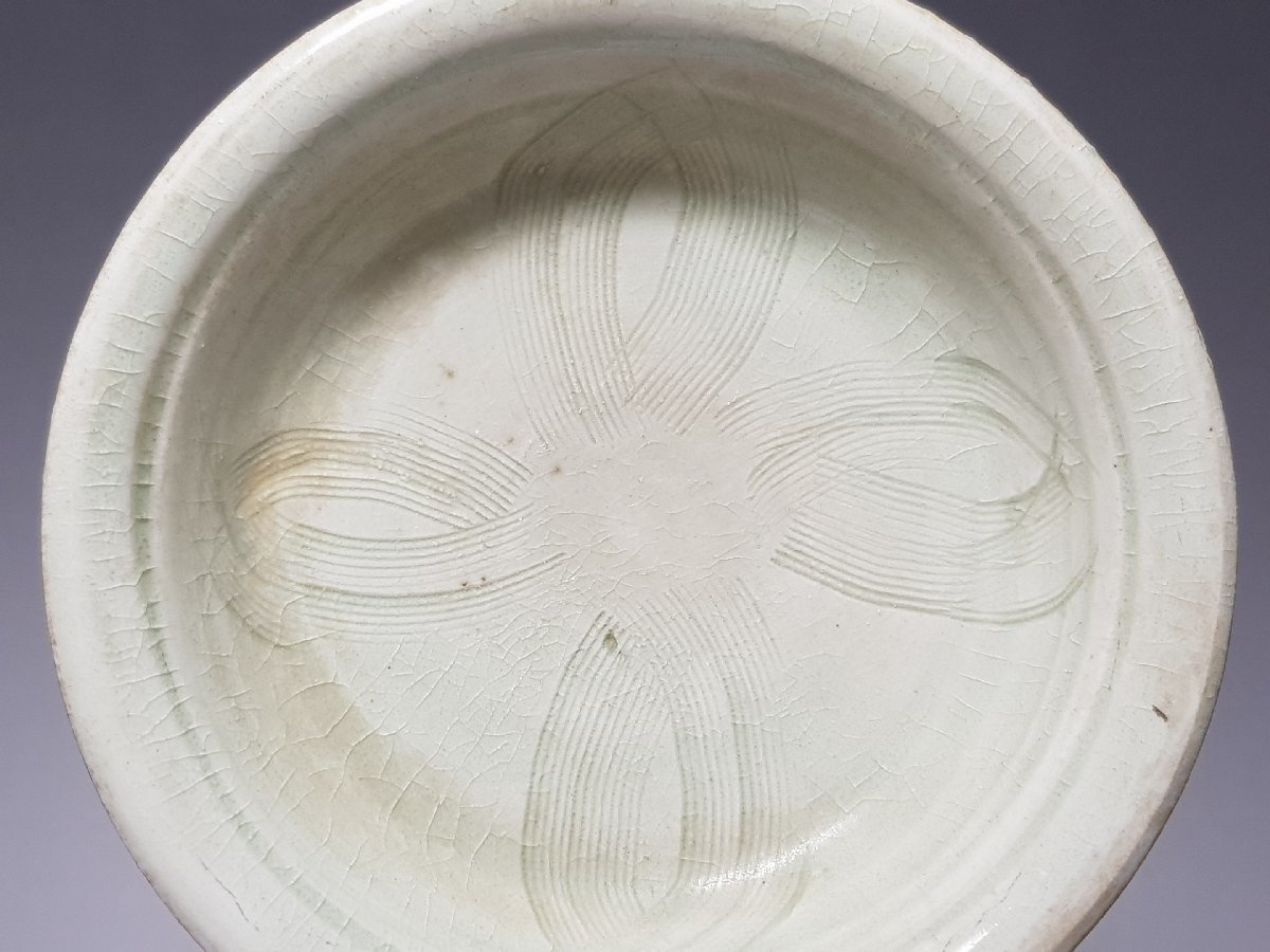 古美術 朝鮮古陶磁器 高麗青磁 輪花碗 盃 時代物 極上品 初だし品