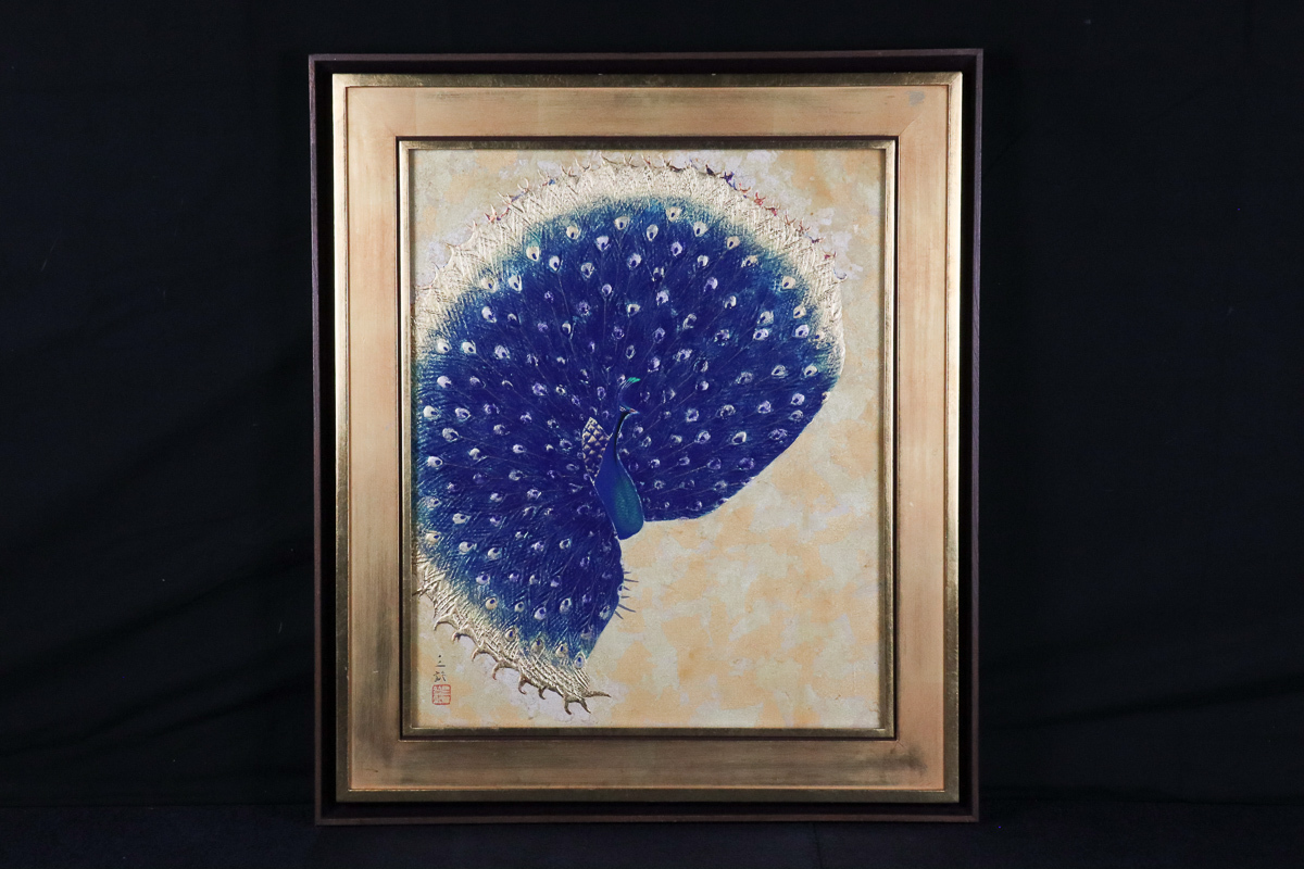 Yahoo!オークション - 真作WISH児玉三鈴「孔雀」日本画 「児玉三鈴」の