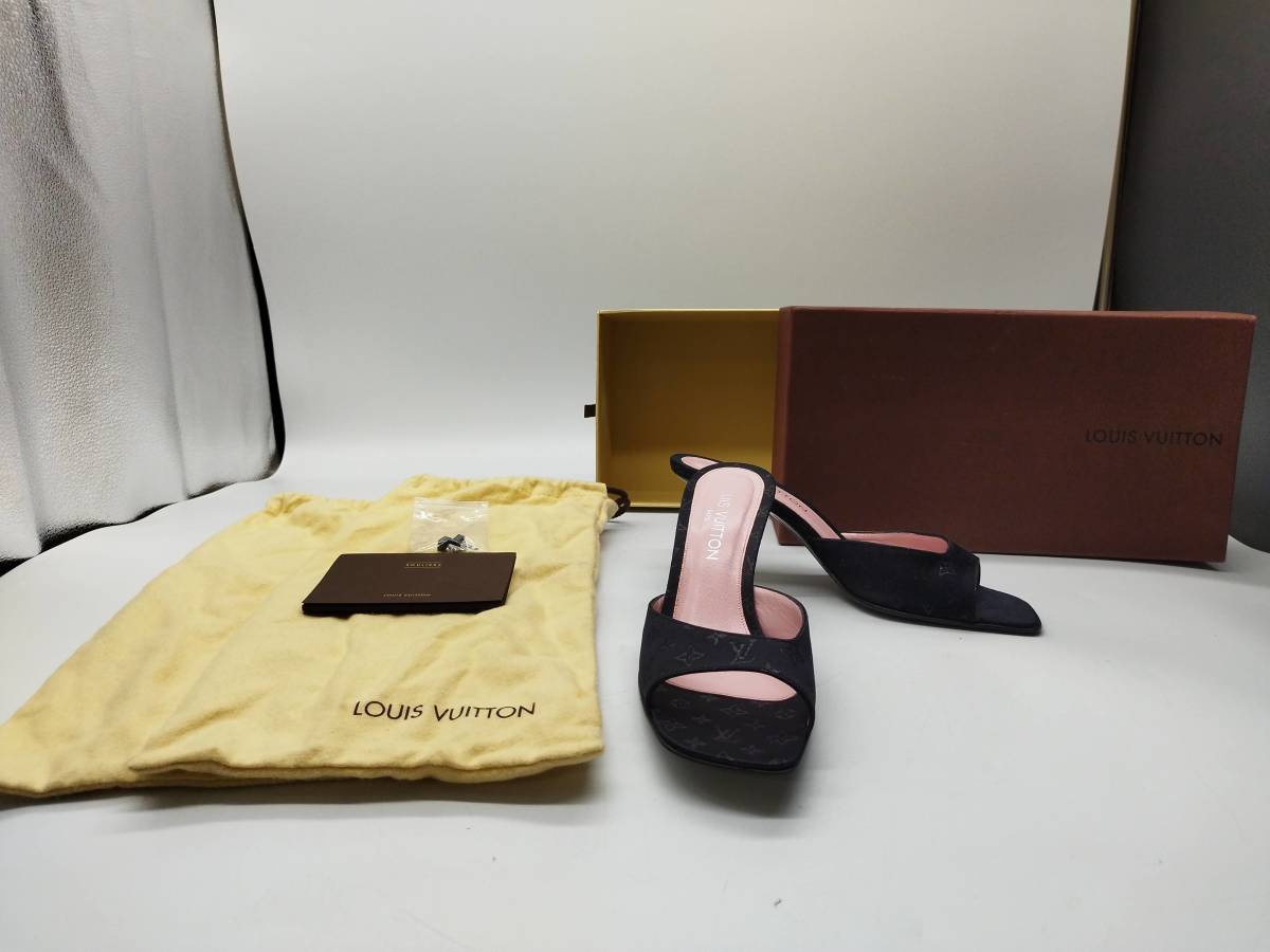 美品 LOUIS VUITTON モノグラムサテン ミュール サンダル 23cm