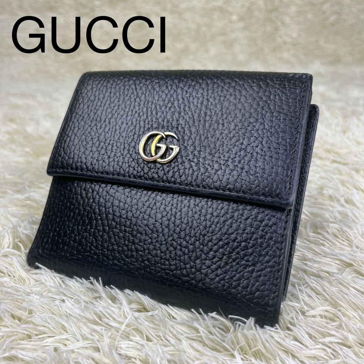 1円 美品 GUCCI グッチ 折り財布 コンパクトウォレット マーモント 