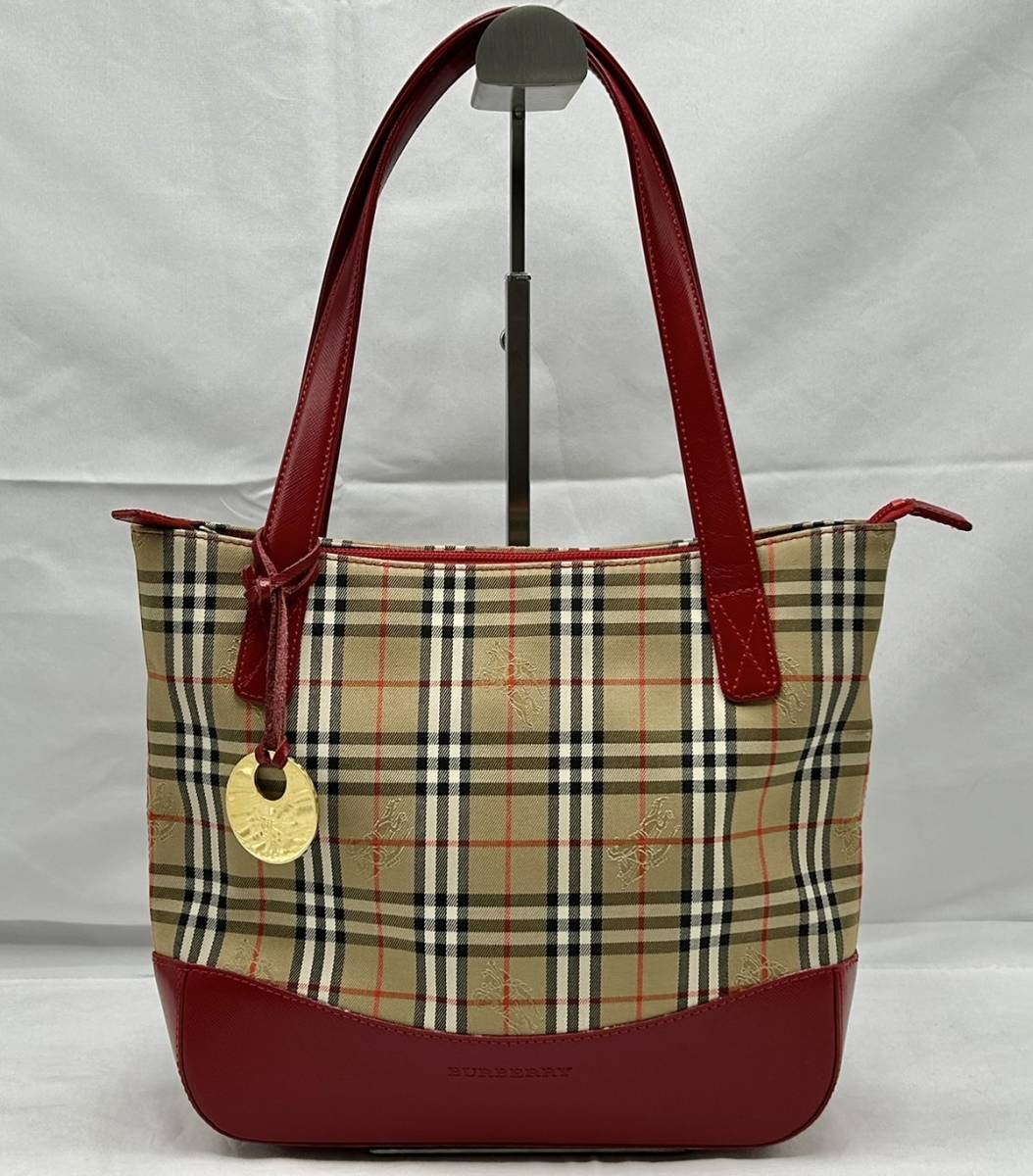 新作登場，最新作 BURBERRY バーバリー ノバチェック ハンドバッグ レザー キャンバス レディース レッド 鞄 1713ー4東(ハンドバッグ)｜売買されたオークション情報、yahooの商品情報をアーカイブ公開 - オークフ かばん、バッグ