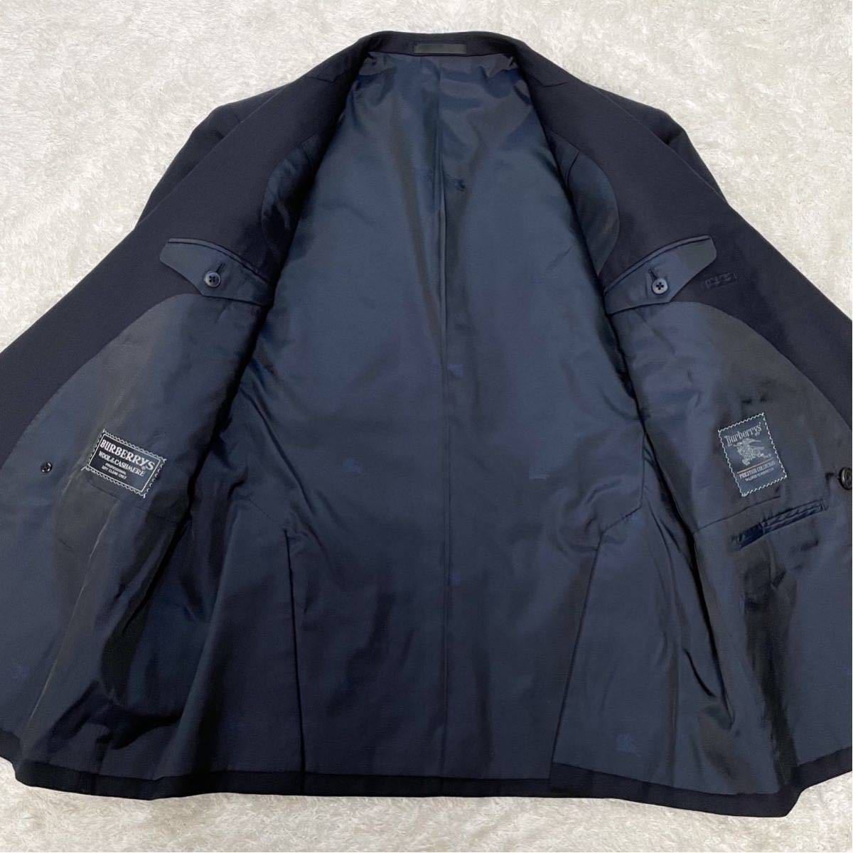 ☆バーバリー濃紺ダブルジャケット カシミヤ100% 未使用級【極上 