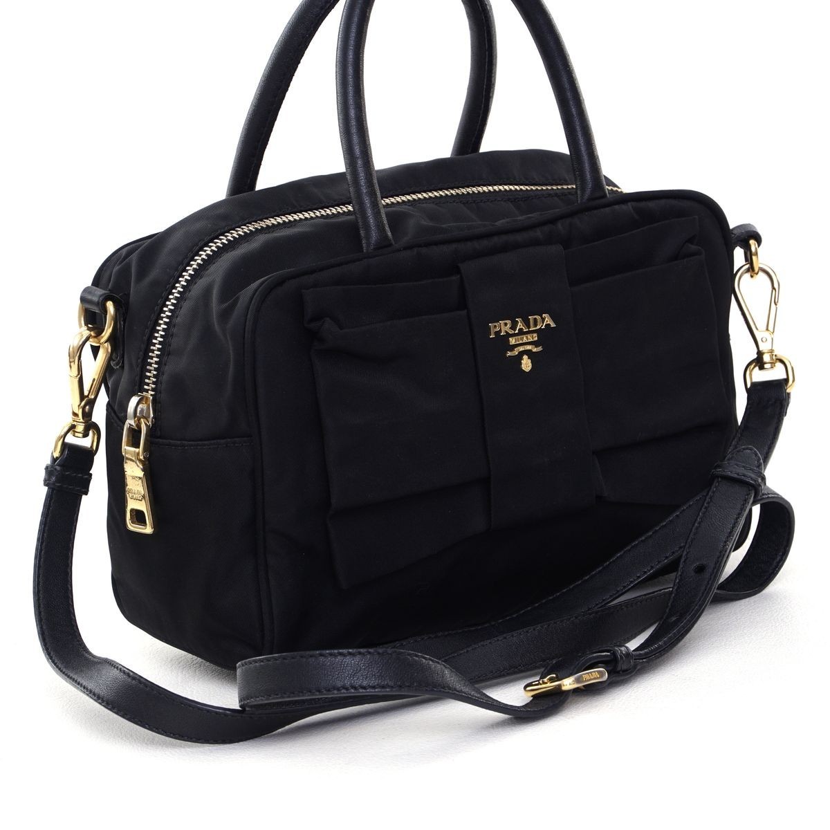 極美品】プラダ PRADA ナイロン リボン 2WAYハンドバッグ ショルダー 