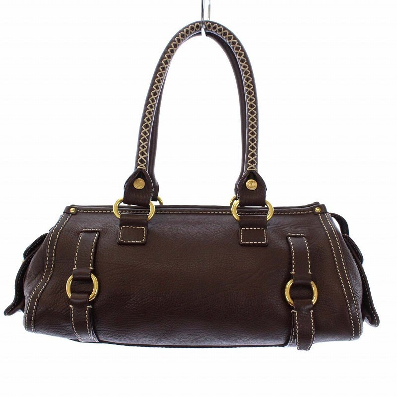 新作入荷，新作登場 セリーヌ CELINE ステッチ ハンドバッグ ボストンバッグ レザー 茶 ダークブラウン /KH OH レディース(ハンドバッグ)｜売買されたオークション情報、yahooの商品情報をアーカイブ公開 - オークフ かばん、バッグ