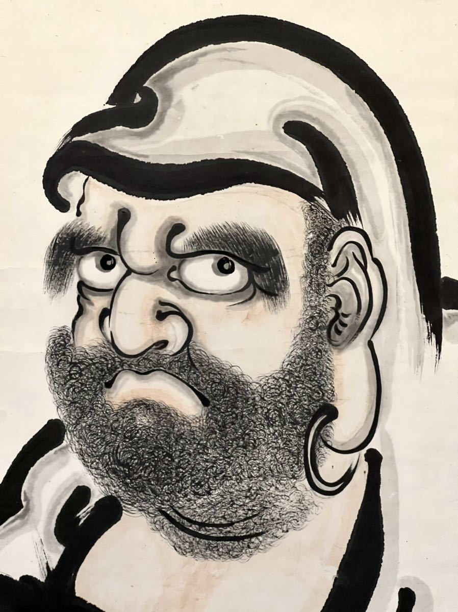 真作] 久保田米斎「達磨」紙本 真筆肉筆 超大幅 仏画 仏教美術 人物画